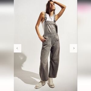 NWT Free People Good Luck Barrel Overalls Archive Grey Small